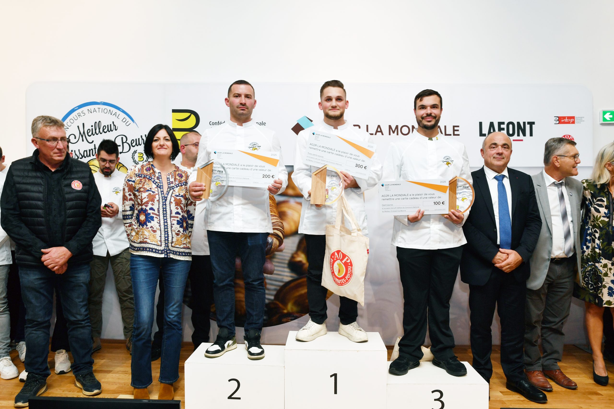 Le podium de la 6e édition du Concours National du Meilleur Croissant au Beurre